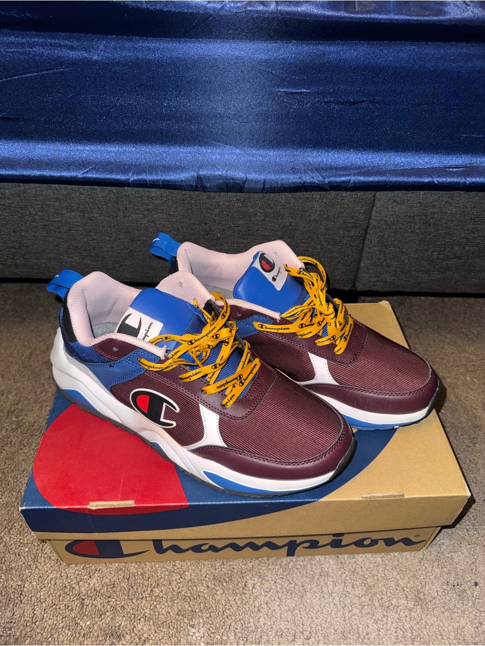 Champion Men's Burgundy, Blue & Yellow Athletic Sneakers